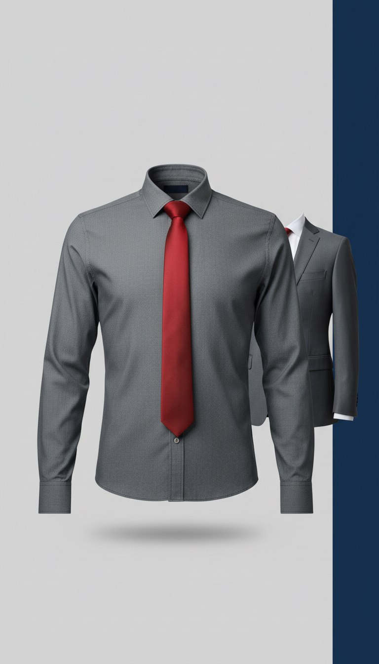 Graphite Tailored Shirt With Urban Red Tie