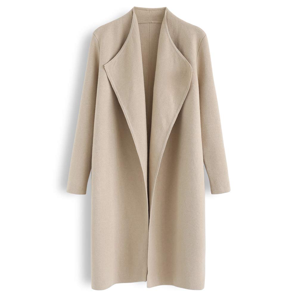 CHICWISH Women's Classy Open Front Knit Coat Cardigan Coatigan Light Jacket