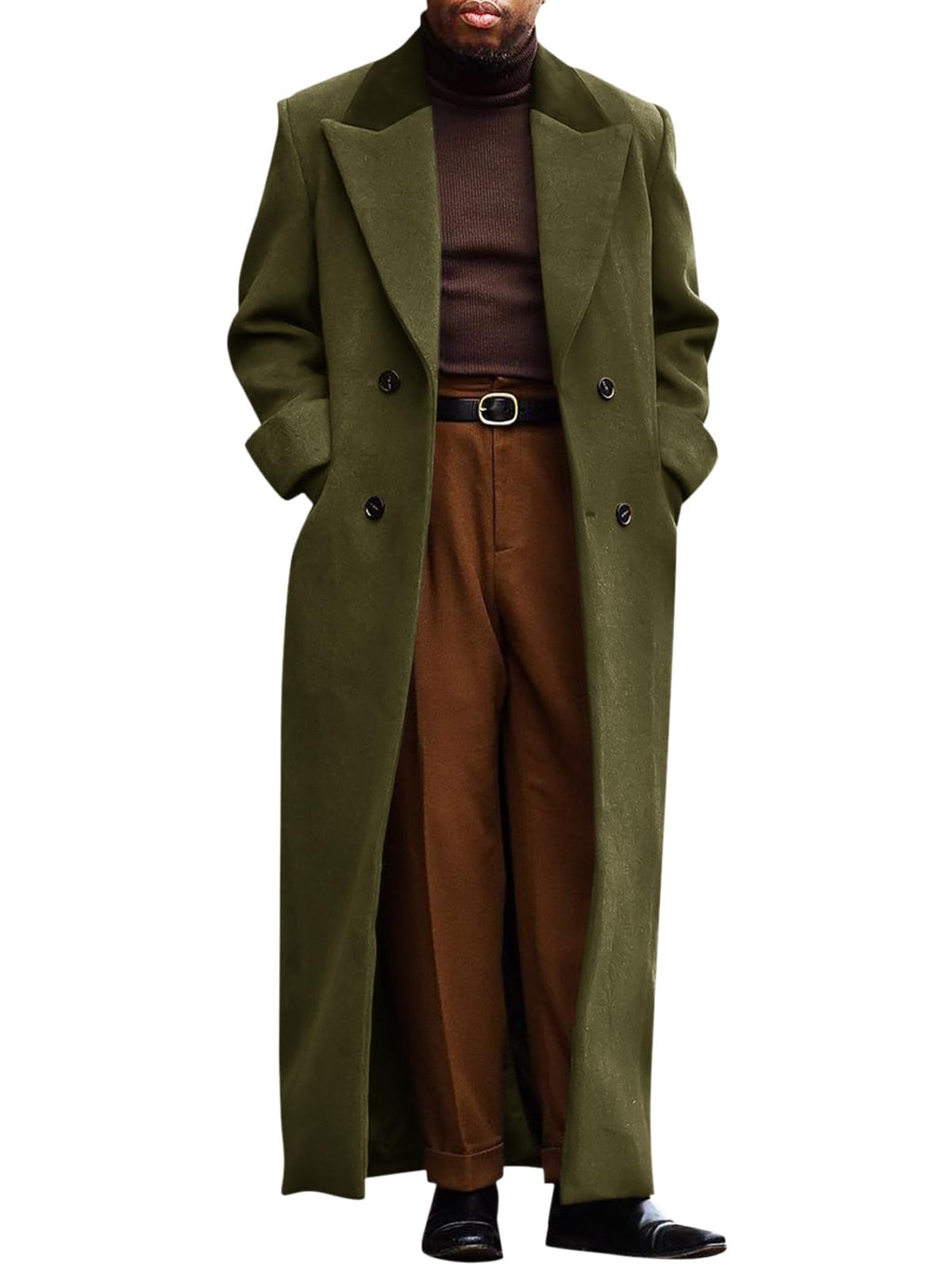 Runcati Mens Full Length Long Trench Coat Double Breasted Classic Overcoat | Notched Lapel, Long Jacket, Winter Overcoat, winter outerwear